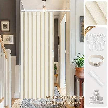 Blackout Folding Door Curtain – 1 Panel Privacy Screen for Living Room, Bedroom, Kitchen, Closet, Room Divider