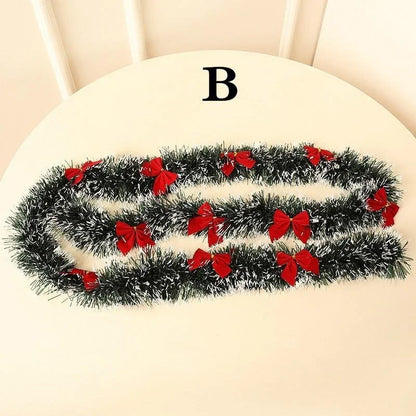 1PCS 2M Christmas Ribbon Garland – Festive Decoration for Tree, Kitchen, Bar Tops, Wedding & Party Ornaments