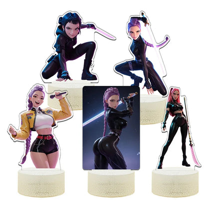 K-Pop Demon Hunters LED Night Light – Zoe, Mira, Rumi, Saja 16-Color Remote Control