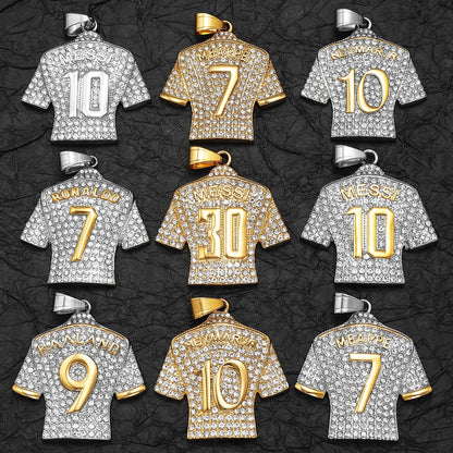 Football Legends Necklace – Messi, Cristiano Ronaldo, Neymar, Mbappé & Haaland Stainless Steel Pendant Chain Fashion Jewelry Gift for Men
