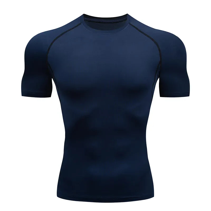 Men's Short Sleeve Compression Running T-shirt: Gym Fitness Sport Tees - Sweat-Wicking Athletic Tops for Jogging Tracksuits