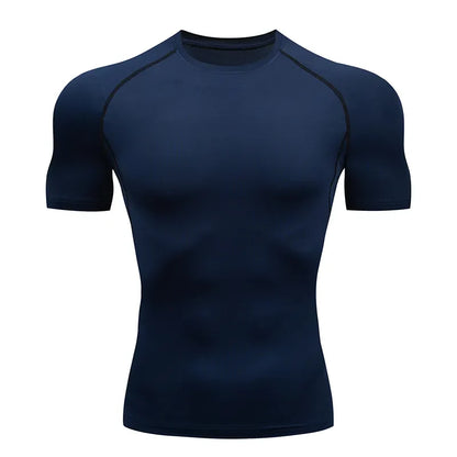 Men's Short Sleeve Compression Running T-shirt: Gym Fitness Sport Tees - Sweat-Wicking Athletic Tops for Jogging Tracksuits