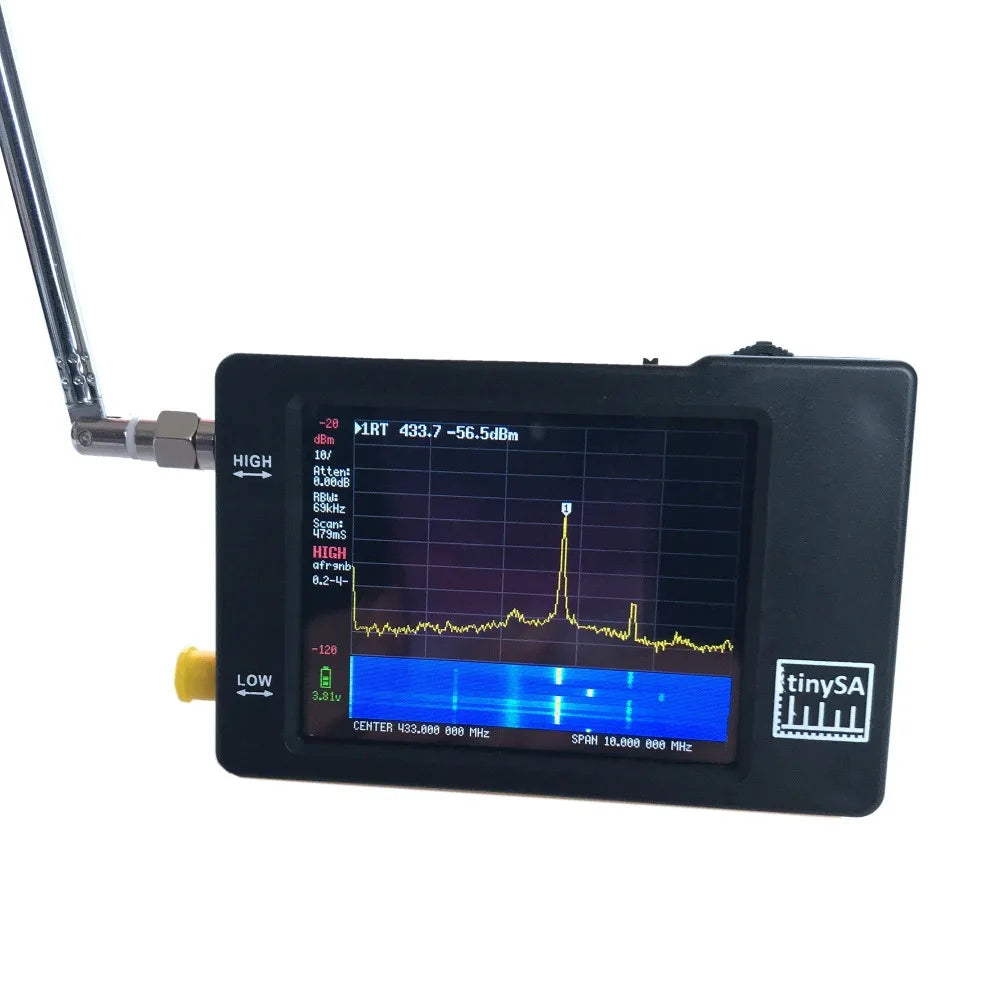 Original Hugen TinySA Spectrum Analyzer – 2.8-Inch Display, 100kHz to 960MHz, Handheld with ESD Protection