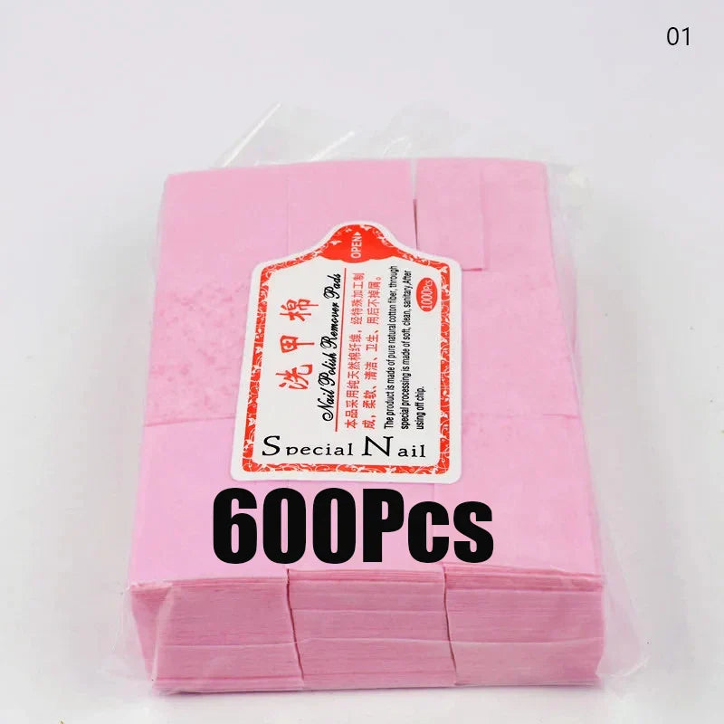 100–1000PCS Lint-Free Cotton Pads – Professional Nail Wipes for Gel Polish Removal & Nail Art Cleaning