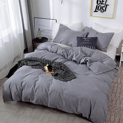 Nordic Solid Color Sanding Duvet Cover Set – 220x240cm Queen King Bedding with Pillowcases (No Sheet)