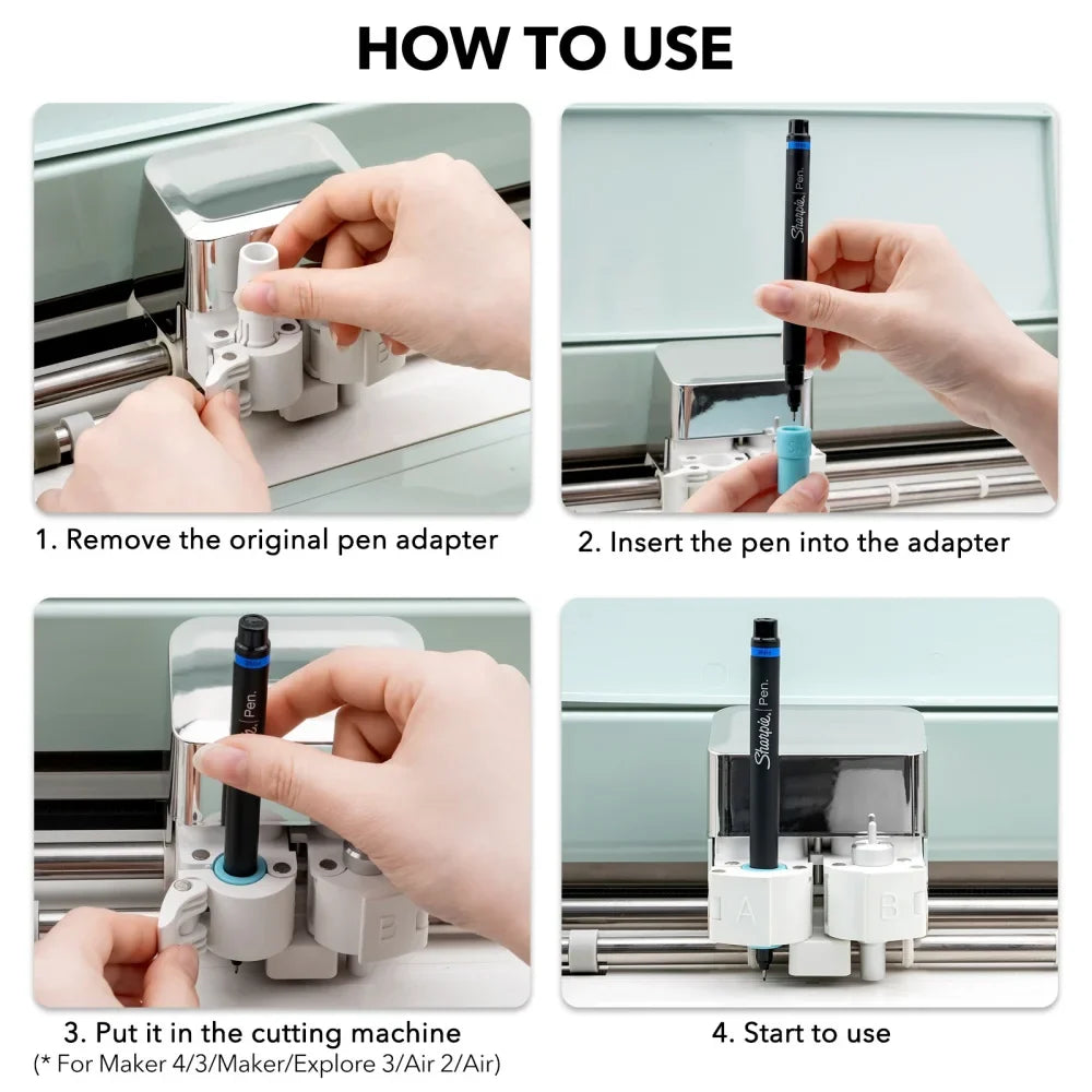 5/9PCS Pen Adapters for Cricut Maker & Explore — Compatible with Sharpie Fine/Ultra Fine Point & Art Pens