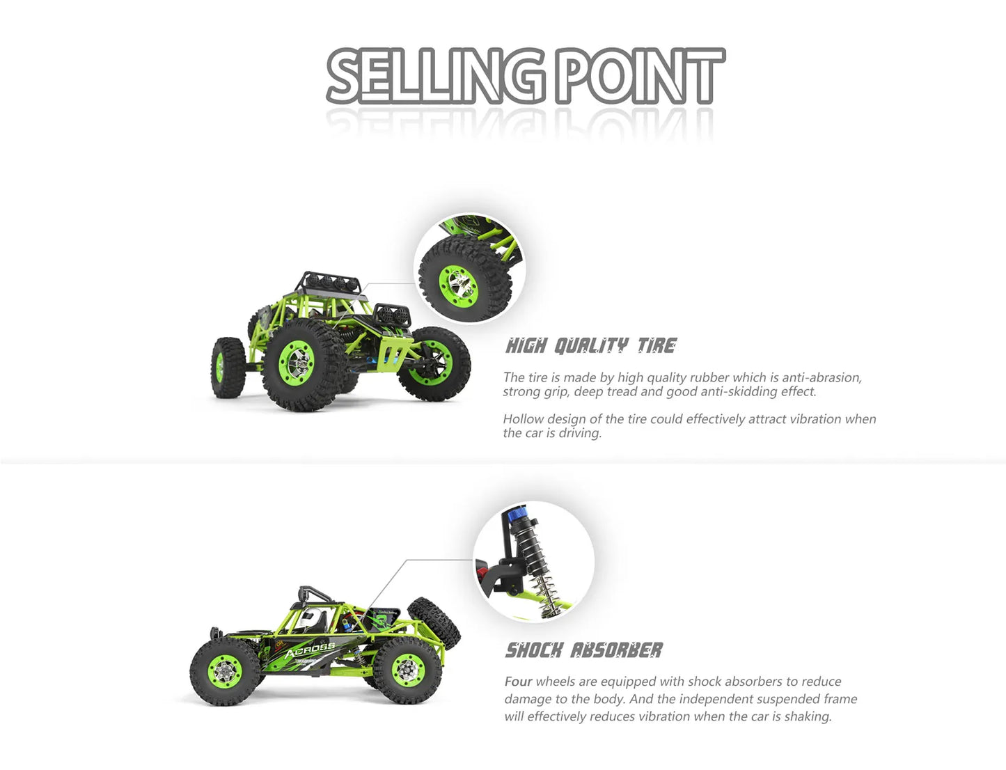WLtoys 12428 1:12 RC Racing Car — 4WD High-Speed Off-Road Remote Control Buggy with LED Light, Alloy Climbing Truck, Boys & Kids Gift
