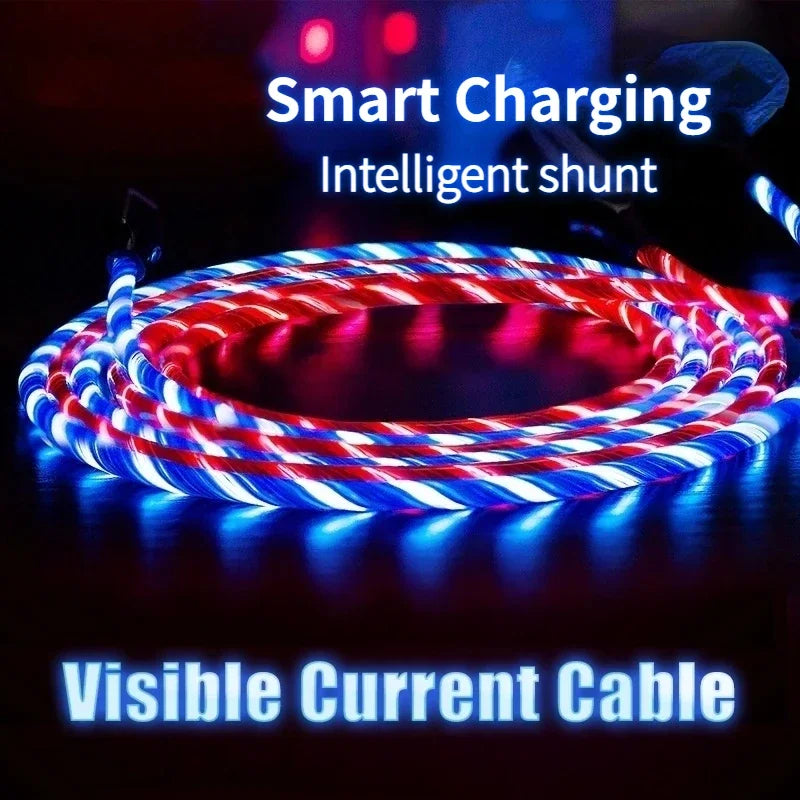 1m & 2m Glowing LED USB Charging Cable – 2.4A Data Cord for iPhone 14, 13, 12, 11 Pro Max, XS & XR