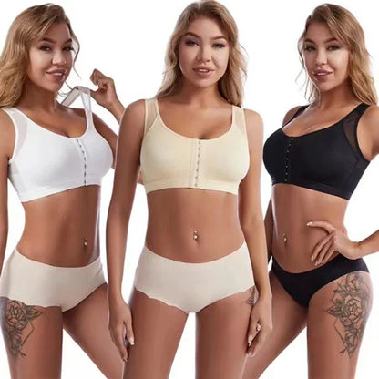 S-5XL Front Closure Posture Corrector Bra – Lift-Up Push-Up Sports Bra with Cross Back for Women, Shockproof Support