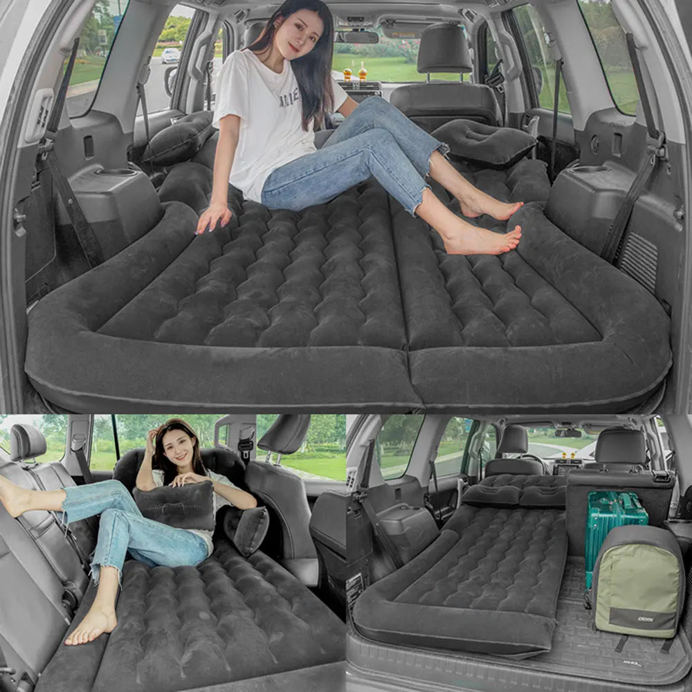 New Car Inflatable Bed: PVC and Flocking Air Travel Mattress for Most Small Cars - Comfortable Beige, Black, and Gray Options for Adults on-the-Go!