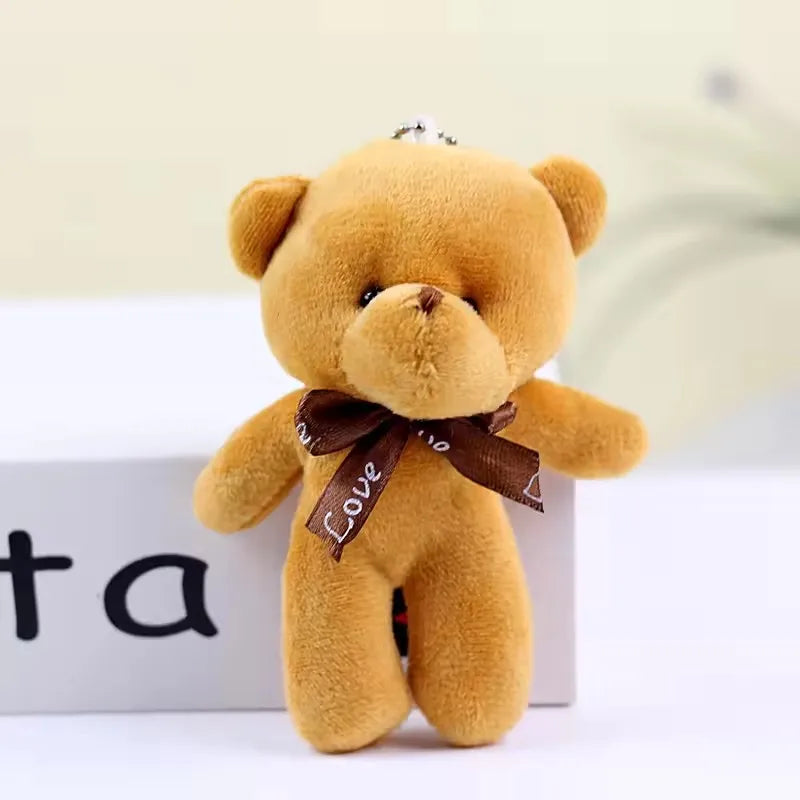 10pcs Mini Bear Plush Keychain — Soft Stuffed Doll Bag Pendant, Cute Toy for Wedding Decoration & Birthday Gift