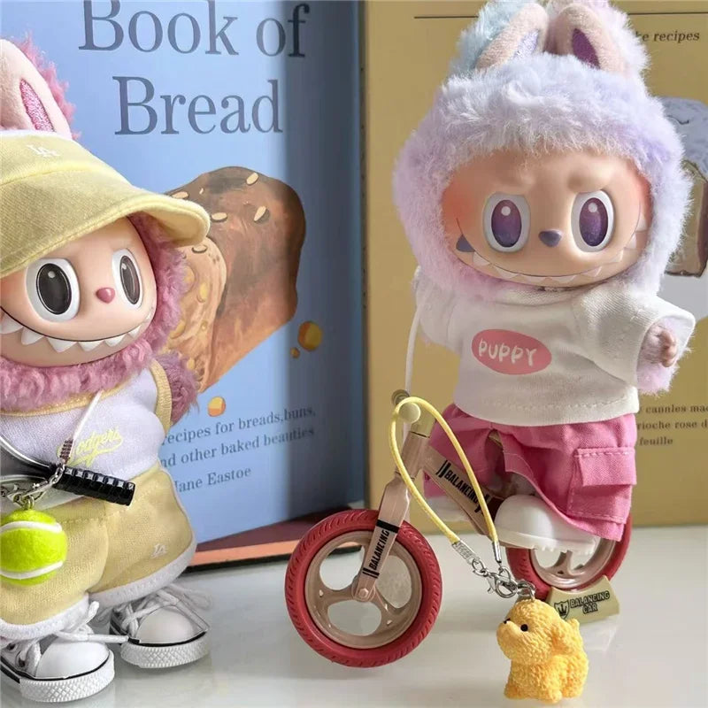 Labubu 15-17cm Doll Sports Outfit – LA Baseball & Trendy Tennis/Badminton Clothing, T-Shirt & Cargo Pants Set