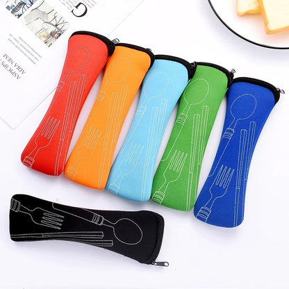 Portable Tableware Storage Bag – Cutlery Packaging Pouch for Forks, Spoons, Knives, Travel Dinnerware Case with Zipper