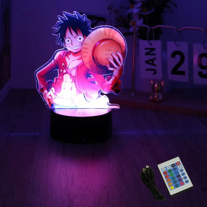One Piece Luffy & Zoro Action Figures — 3D PVC Anime Lamp, LED Night Light Collectible Toy, Christmas Gift for Kids