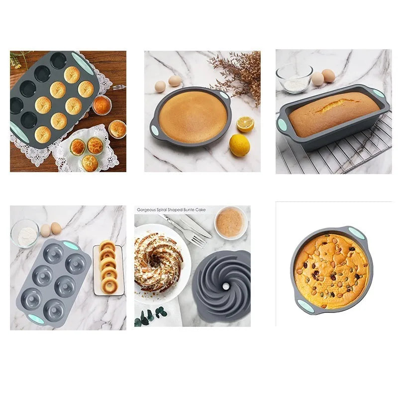 3D Silicone Bread and Muffin Mold Set - Heat Resistant, Non-Stick Kitchen Bakeware for Cakes and Pastries