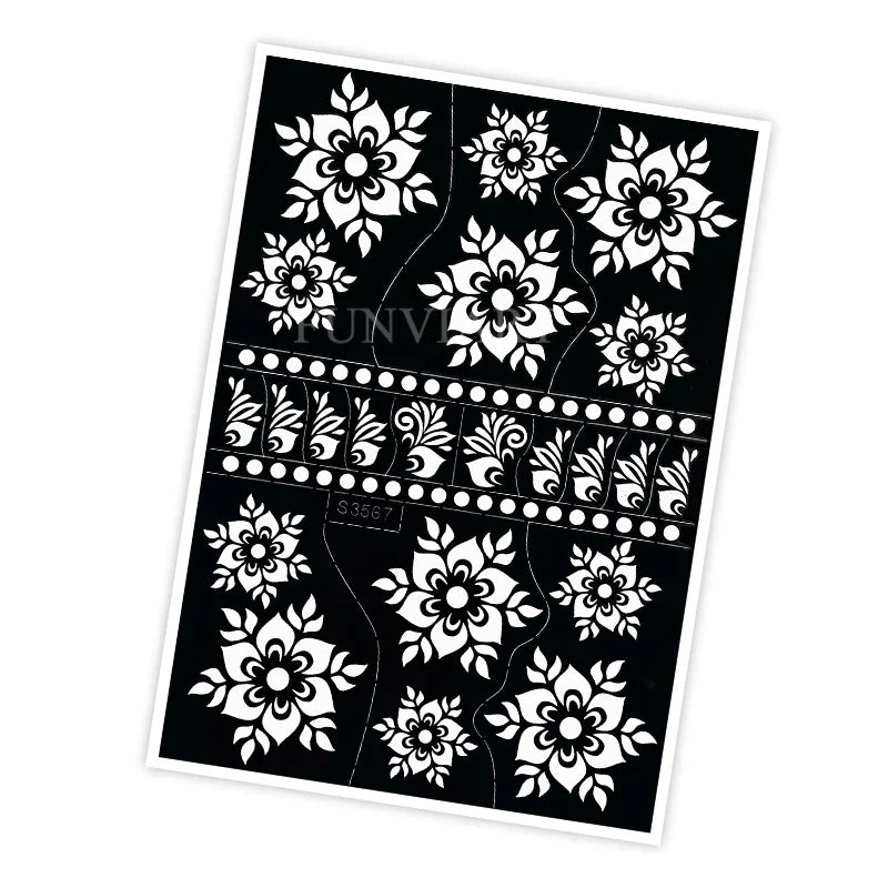 Reusable Henna Stencil Templates for Hand & Body – Floral Tattoo Stencils for Women, Weddings & Festivals Body Art Makeup Tools