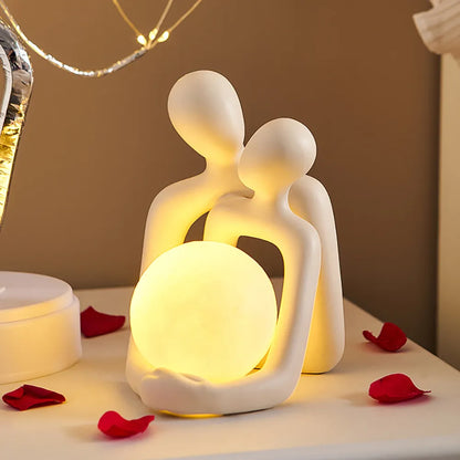 Nordic Home Decor Couple Statue - Ceramic Modern Art Figurines for Living Room and Bedroom Ornaments