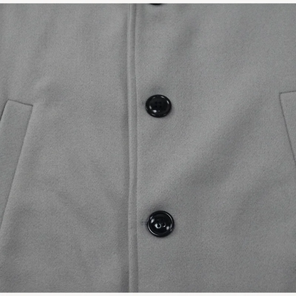 Men's Streetwear Jackets - Solid Color Casual Wool Coat, Single Breasted Lapel Outerwear for Spring and Winter