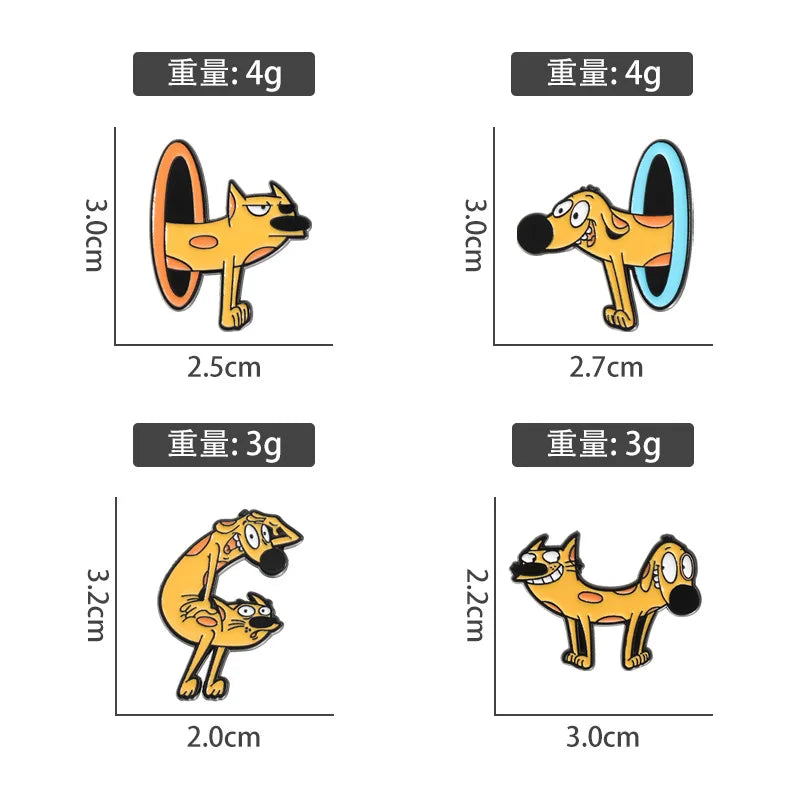 Colorful Cat & Dog Anime Brooch – Cartoon Pin for Clothing, Collars, and Film & TV Accessories