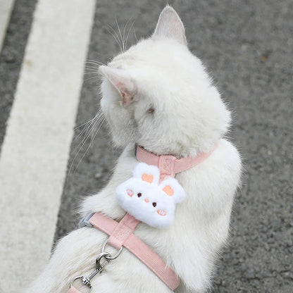 Adjustable Cat & Small Dog Harness with Leash – Breathable Pet Walking Strap Set