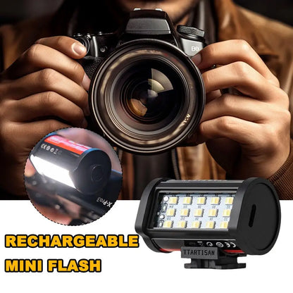 Mini Magnetic Camera Flash – 3W USB Rechargeable Portable Flash with Cold Shoe Mount for Night & Fill Light