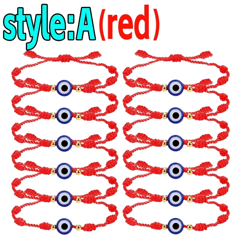 2/10PCS Lucky Red Rope Evil Eye Bracelets – Handmade Protective Wristbands for Men & Women