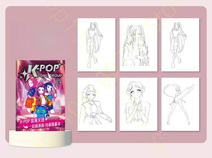 2025 KPop Demon Hunter Coloring Book – Line Drawing Picture Book, Painting Activity for Kids, Birthday Gift