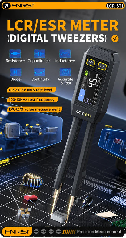 FNIRSI LCR-ST1 Mini Smart Tweezer – LCR, ESR, Resistance & Capacitance Tester for SMD Components