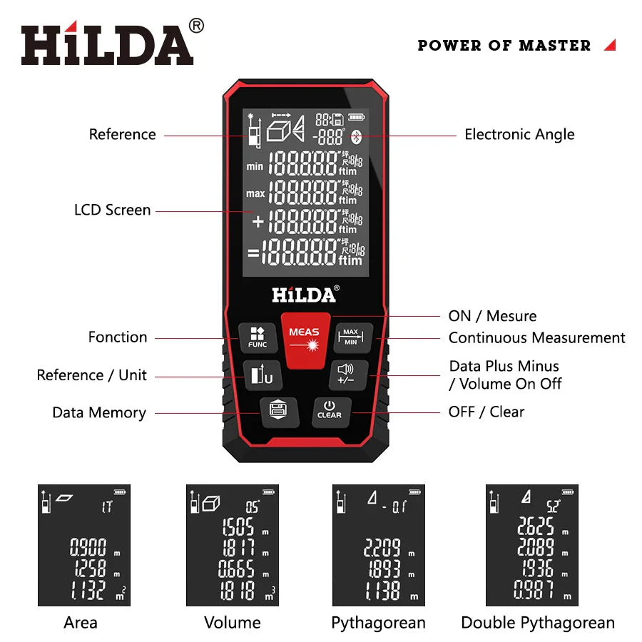 HILDA Laser Distance Rangefinder – 50M/100M/120M Professional Laser Measuring Tool
