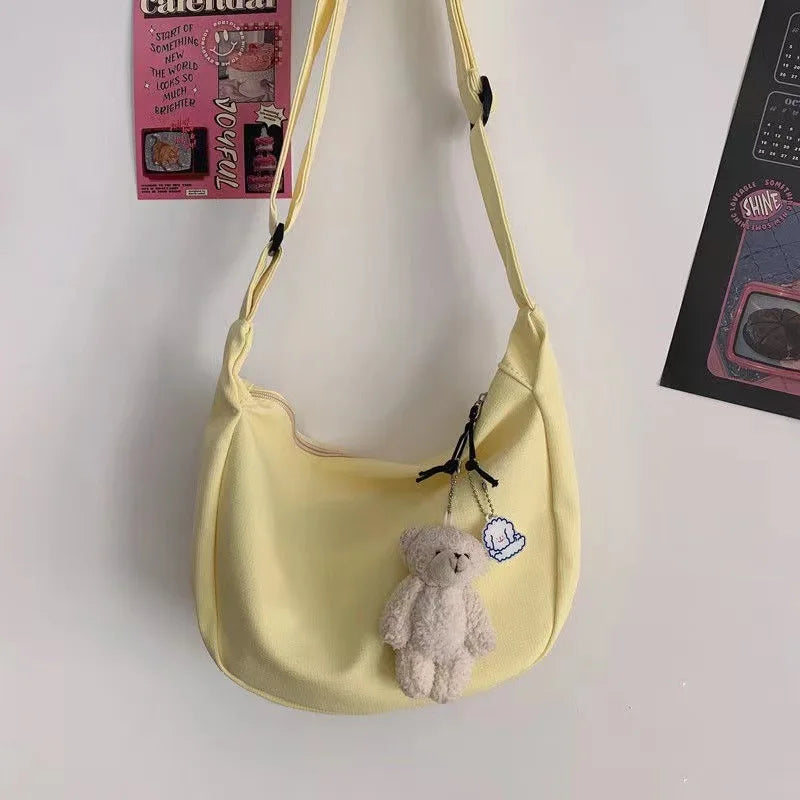 Women’s Solid Harajuku Shoulder Bag – Large Capacity Multifunction Crossbody Handbag for Teens & Everyday Use