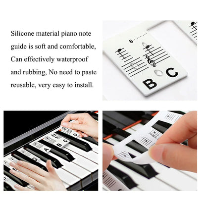 Miwayer Piano Keyboard Stickers - Removable 61/88 Key Note Labels Guide for Beginner Piano Learning