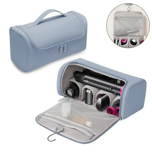 Portable Hair Dryer & Curling Iron Storage Bag – Waterproof, Large Capacity with Hideable Hanging Hook & Non-Slip Pouch