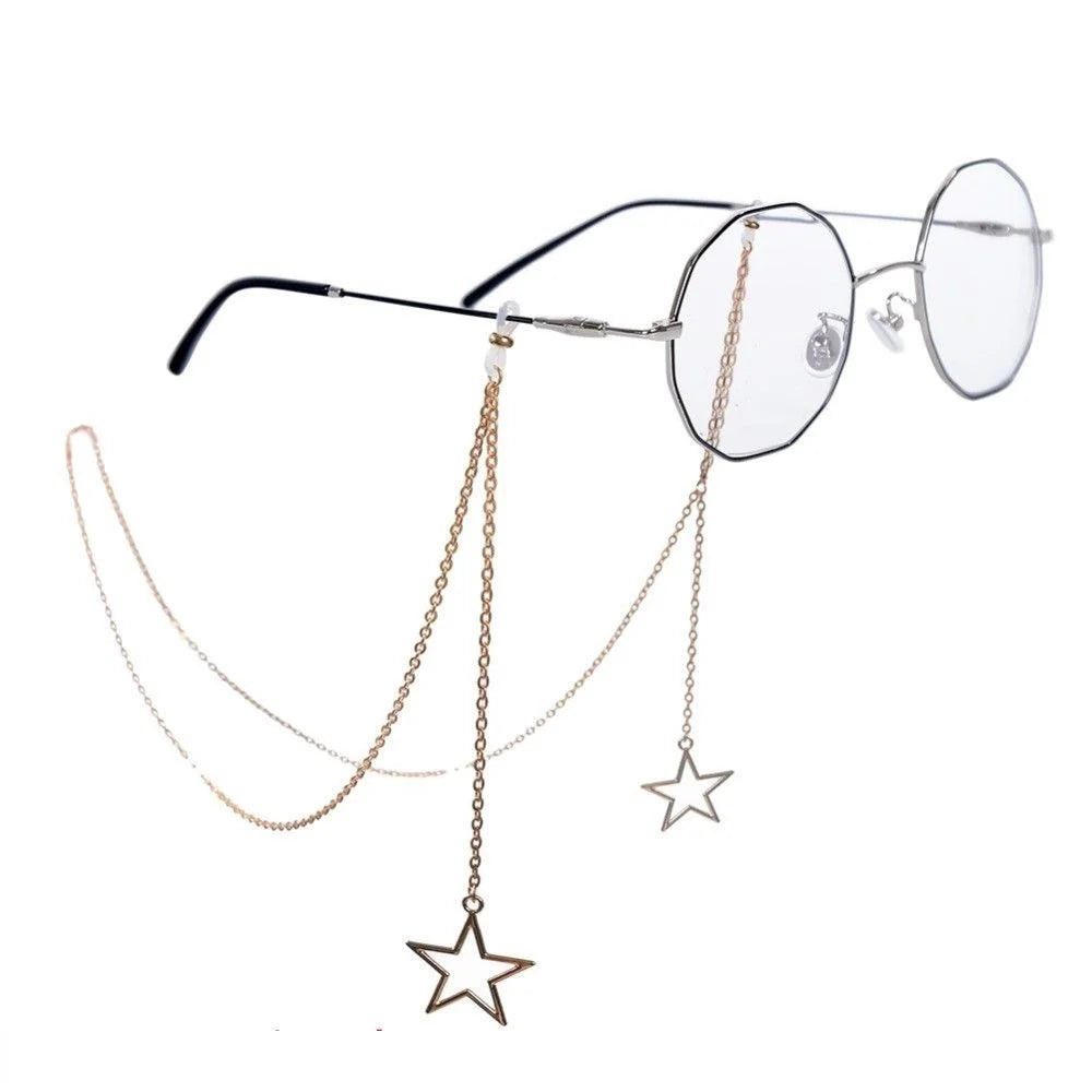 Women's Eyeglass Chain - Hollow Star & Pearl Beaded Lanyard for Sunglasses & Reading Glasses