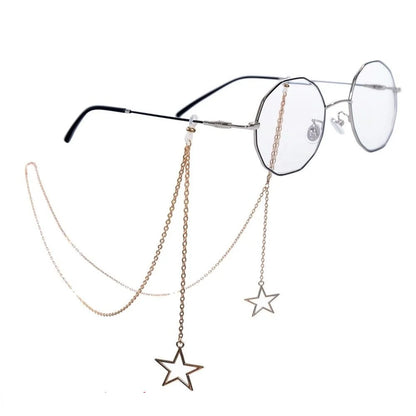 Women's Eyeglass Chain - Hollow Star & Pearl Beaded Lanyard for Sunglasses & Reading Glasses