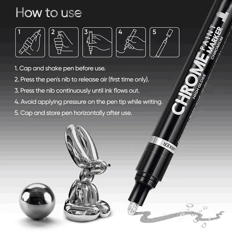 3/2/1pcs Chrome Mirror Marker Pen – 2mm DIY Reflective Paint Pen for Permanent Gold & Silver Touch-Up, Model Painting & Marking