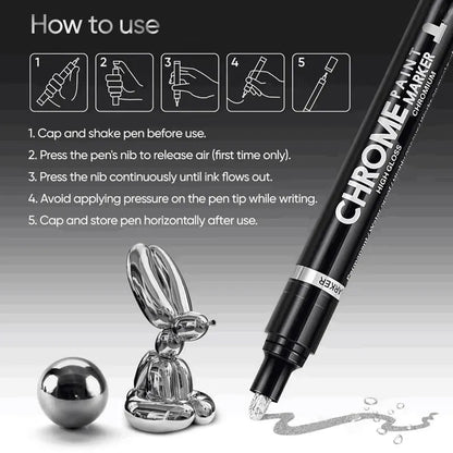 3/2/1pcs Chrome Mirror Marker Pen – 2mm DIY Reflective Paint Pen for Permanent Gold & Silver Touch-Up, Model Painting & Marking