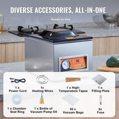 SucceBuy DZ-260S Chamber Vacuum Sealer — 260W Vacuum Packing Machine with 10.2" Seal for Wet Foods & Meats, Home Kitchen Use