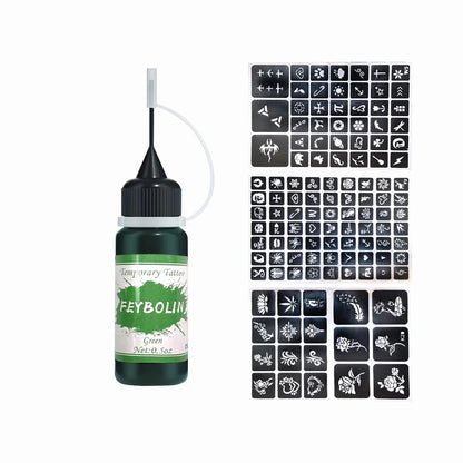 Long-Lasting Temporary Tattoo Ink Kit – Includes 3 Stickers & Freehand Gel for Face & Body Party Makeup Tattoos