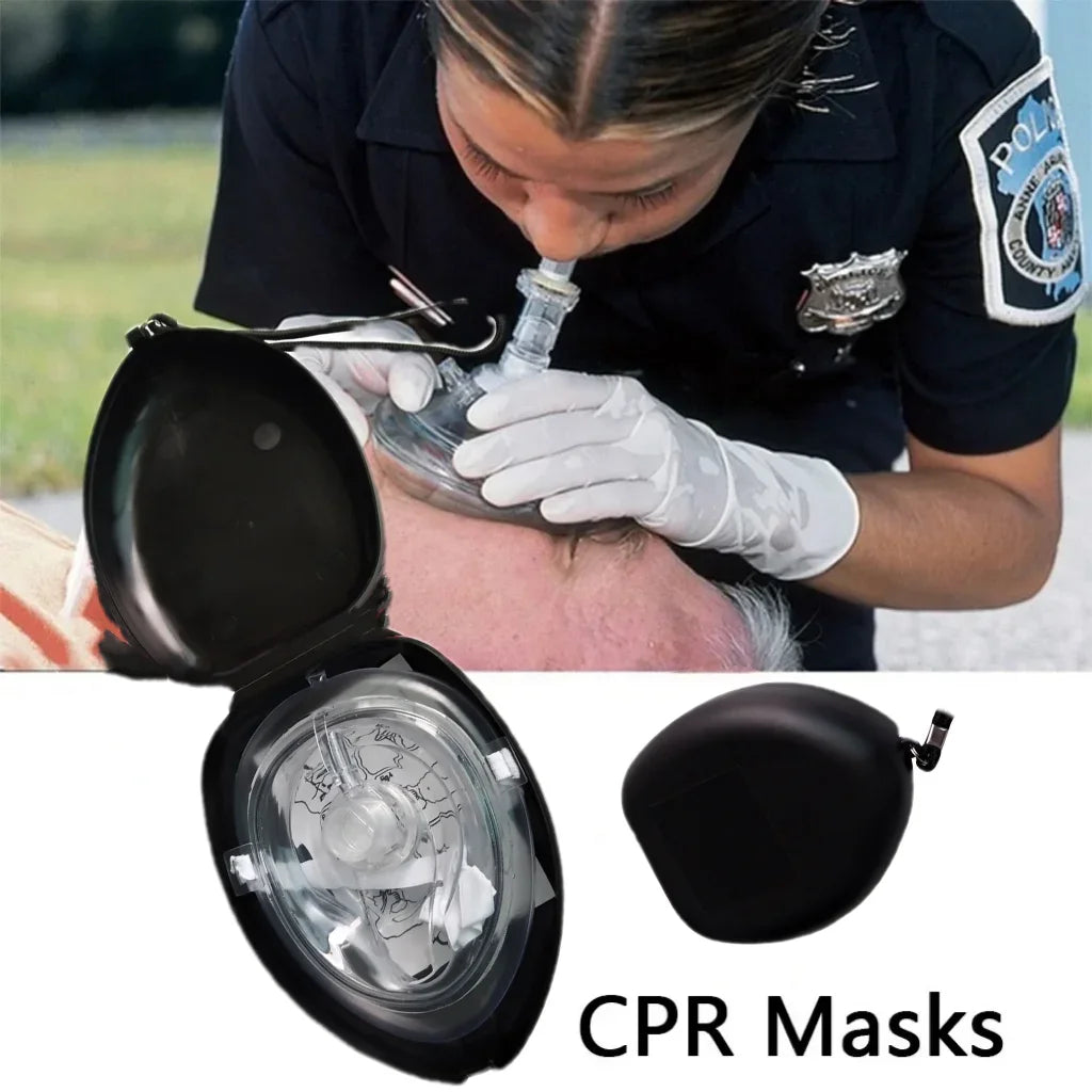 Professional CPR Breathing Mask with One-Way Valve — Reusable First Aid Rescue Tool