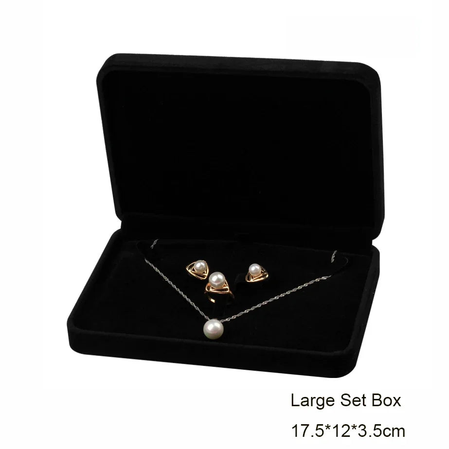 Black Velvet Jewelry Box - Full Range Storage for Rings, Earrings, Bracelets, Pendants, Necklaces, and Gifts