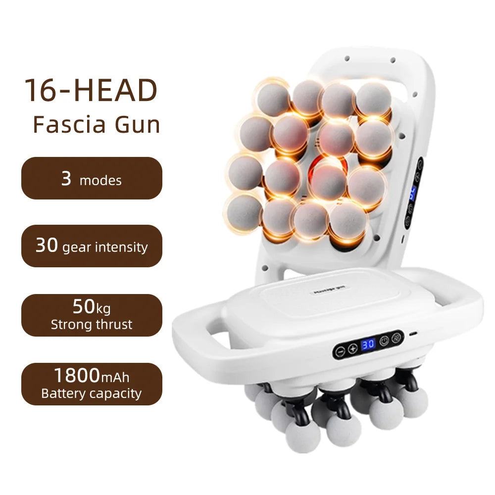 16-Head Fascia Massage Gun – High-Frequency Vibration Body Massager for Back, Waist, Neck, and Shoulders, Muscle Relief