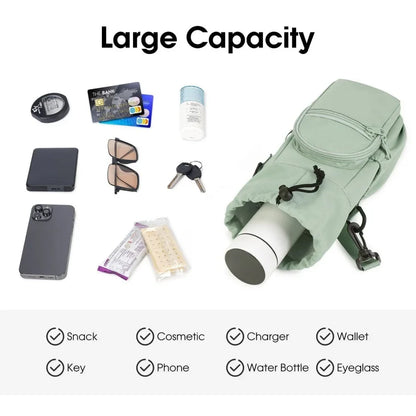 Portable Water Bottle Bag — Adjustable Strap Insulated Thermal Mug Carrier with Phone Pocket for Outdoor Sports & Travel