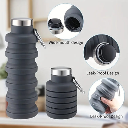 Collapsible Silicone Water Bottle - BPA Free, Reusable and Foldable for Outdoor Hiking and Mountaineering