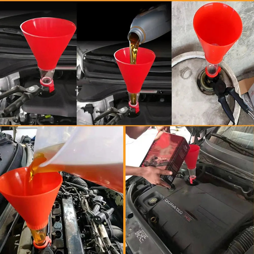 Adjustable Width Gasoline Oil Filling Funnel - Universal Car Motorcycle Engine Oil Filling Set, Auto Moto Accessories