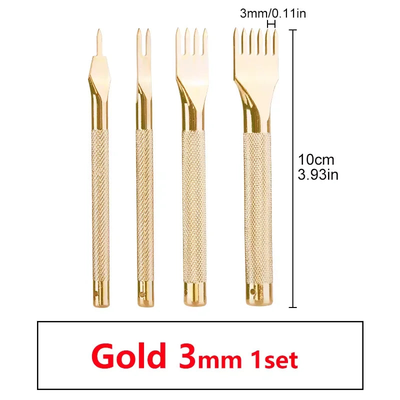 Fenrry Leather Spacing Punch Set – 3/4/5/6mm Lacing & Stitching Hole Punch Tools with 1/2/4/6 Prongs for DIY Leathercraft