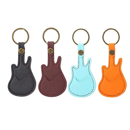 PU Leather Guitar Pick Holder Keychain – Plectrum Bag Case for Guitar Accessories & Music Supplies