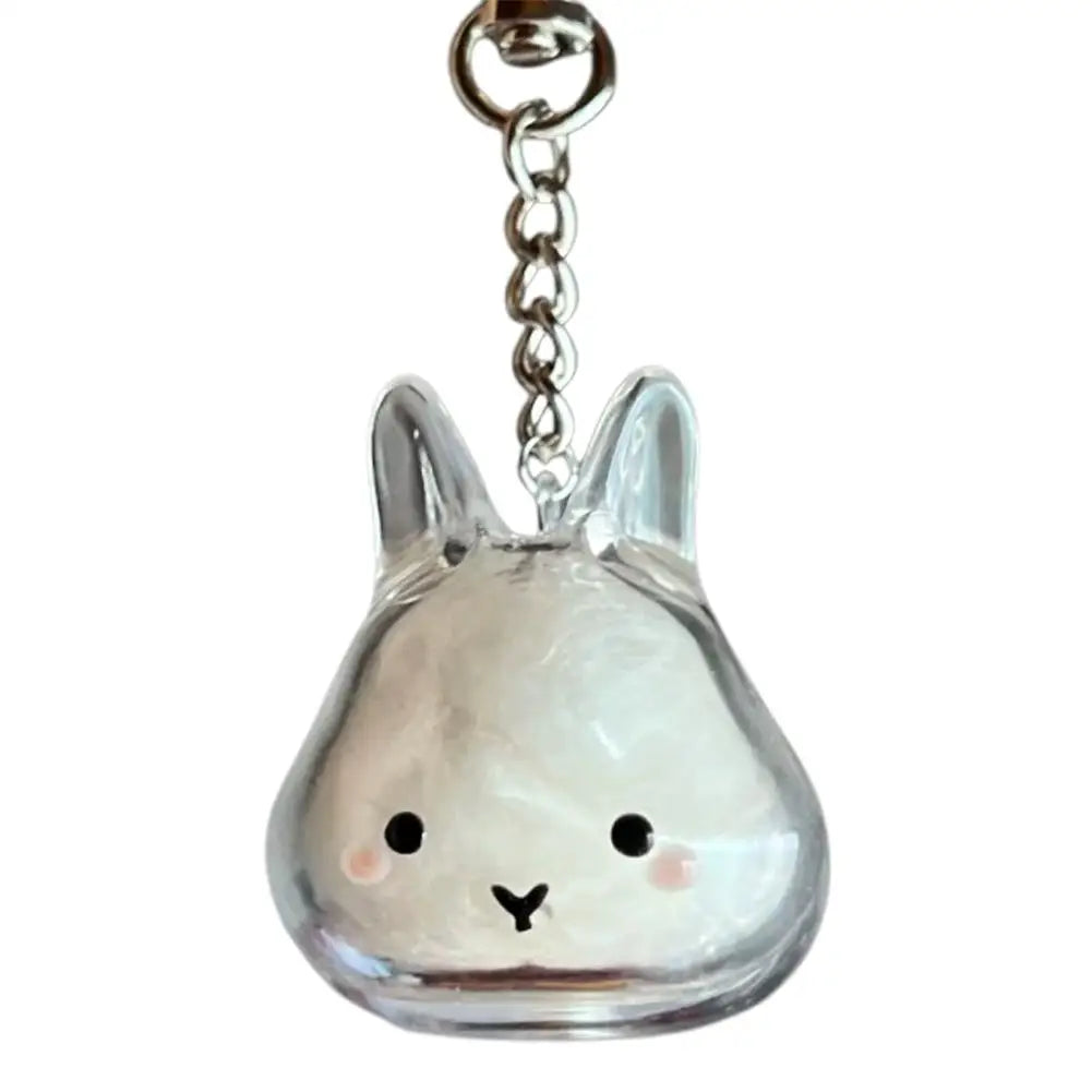 Cute Rabbit-Shaped Transparent Fur Storage Box — Hair & Pet Fur Keychain Capsule