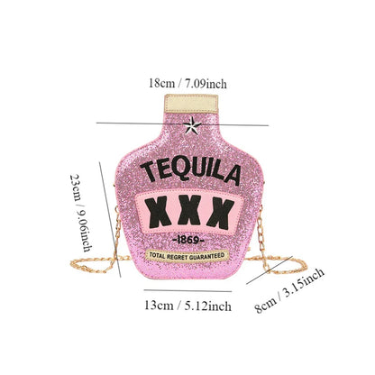 Ladies Fashion Laser Sequin Letter Wine Bottle Crossbody Shoulder Bag – Creative Personalized Design
