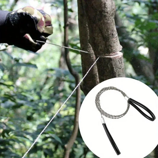 Portable Stainless Steel Wire Saw — Pocket Chain Saw with Finger Handle for Camping, Hiking & Survival