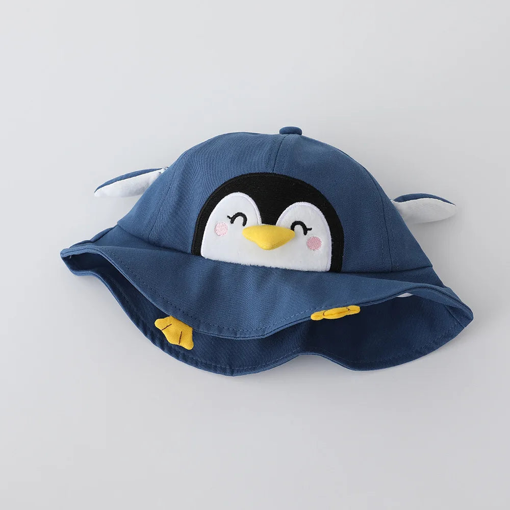 Cute Penguin Baby Sun Hat – 50CM Cotton Fisherman Cap for Kids 1-3 Years Boys & Girls Spring Summer 2026 Thin Breathable Infant Bucket Hat